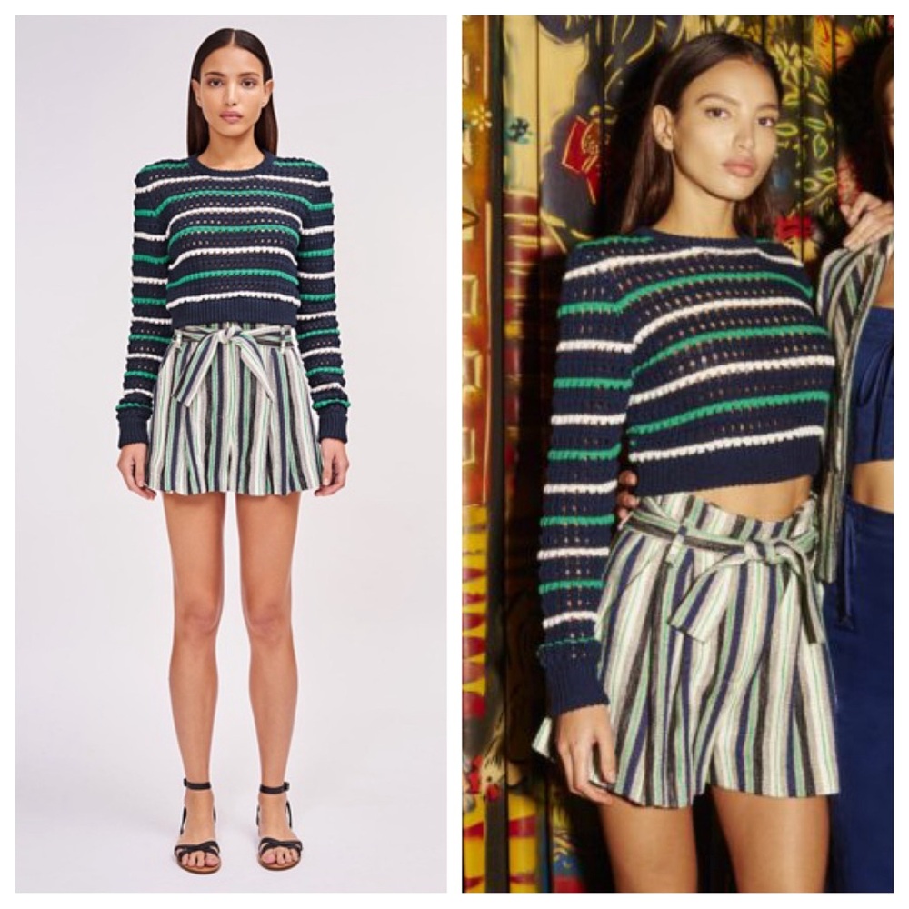 AMUR Emerson Shorts Tweed Striped High Waisted 0